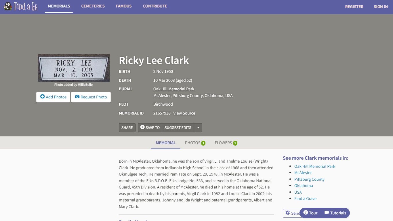 Ricky Lee Clark (1950-2003) - Find A Grave Memorial